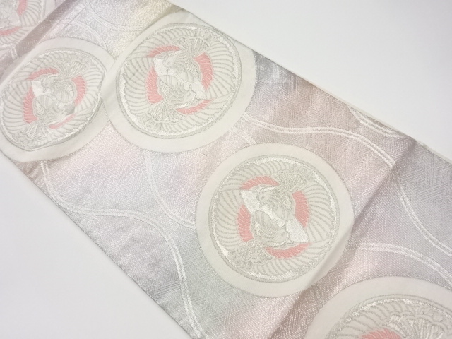 リサイクル　佐賀錦向かい鳥に立涌模様織出し袋帯